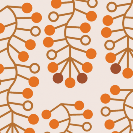 34099 | Autumnal themed design with stylized berries hanging in bunches