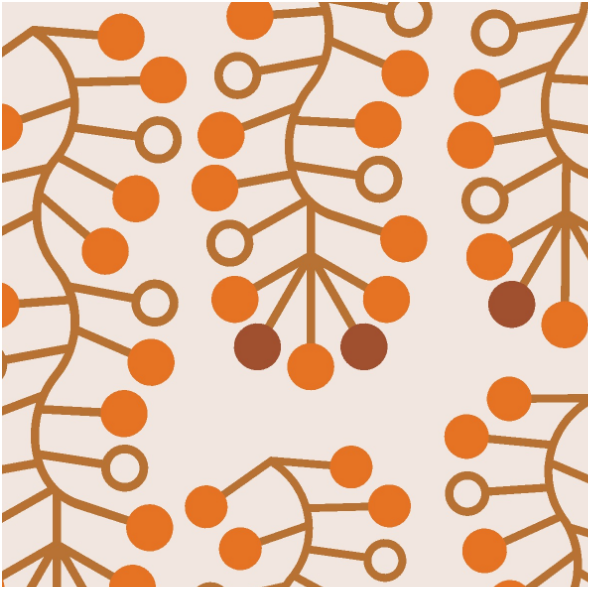 Fabric 34099 | Autumnal themed design with stylized berries hanging in bunches