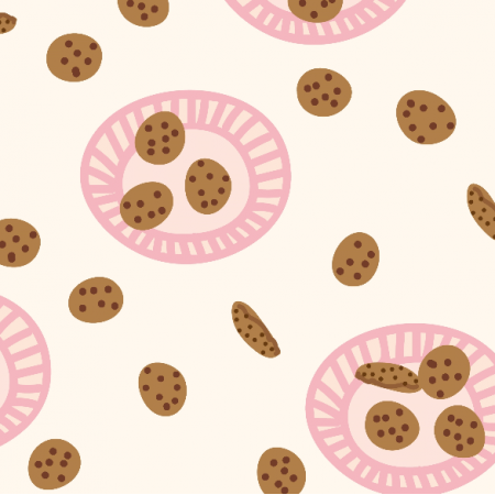 34202 | chocolate chip cookies and pink plates talerzyki z ciastkami