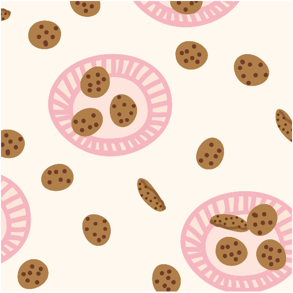 Tkanina 34202 | chocolate chip cookies and pink plates talerzyki z ciastkami