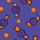 Fabric 34210 | bat shaped sweets for halloween purple orange cukierki nietoperze fioletowy pomarańczowy