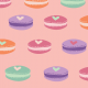 Tkanina 34356 | Pastel valentine macarons on pink walentynki makaroniki ciasteczka słodycze