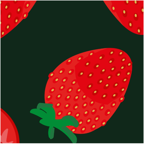 Fabric 34357 | red strawberries on black truskawki owoce