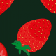 Tkanina 34357 | red strawberries on black truskawki owoce
