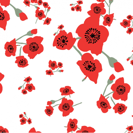 34365 | red poppies on white czerwone maki na białym cottaecore