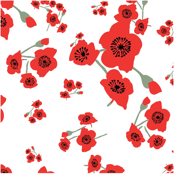 Fabric 34365 | red poppies on white czerwone maki na białym cottaecore