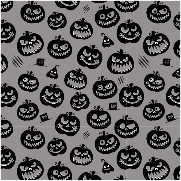 Tkanina 34495 | Scary pumpkins black grey