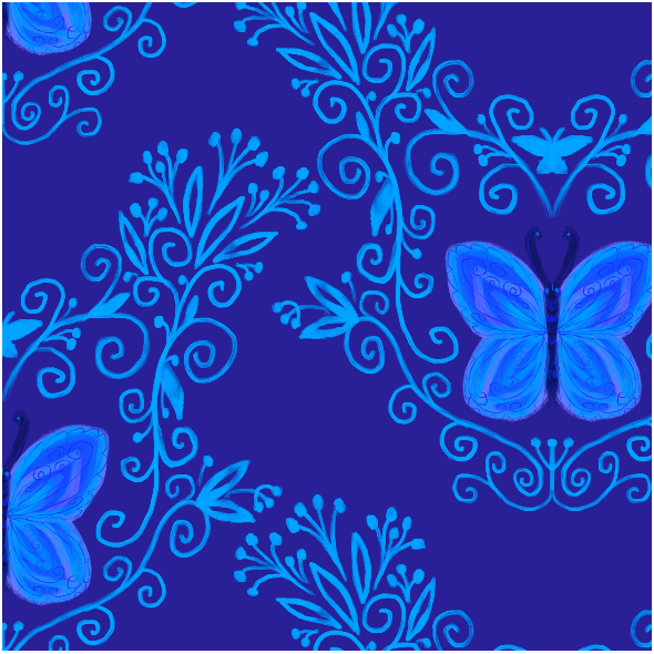 Tkanina 34501 | granatowo-niebieskie motyle butterflies on navy blue