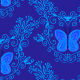 Fabric 34501 | granatowo-niebieskie motyle butterflies on navy blue
