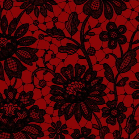 Tkanina 34519 | Czarna koronka na ciemnej czerwieni