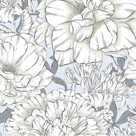 Fabric 34720 | blossom lines peony blue