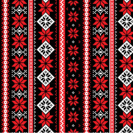 Tkanina 34727 | nordic xmas pattern on black vertical