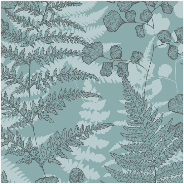 Tkanina 34737 | chasing the song fern blue