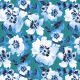 Tkanina 34823 | Floral pattern - blue  white and sea blue 