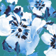 Tkanina 34823 | Floral pattern - blue  white and sea blue 