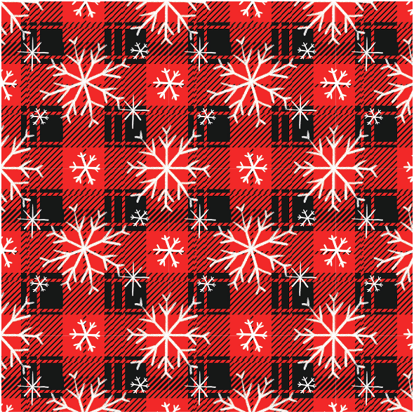 Tkanina 34890 | Red and black plaid with snowflakes