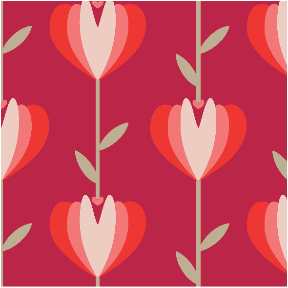 Fabric 35194 | heart shaped tulips viva magenta valentines tulipany serdszka na walentynki czerwony kolor roku 2023