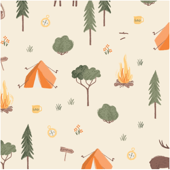 Fabric 36044 | CAMPING - LAS, JELEN, OGNISKO