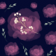 Tkanina 36155 | cOLOURFUL FLOWERS IN PURPLE BUBBLES