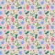 Fabric 36160 | Blue, white and pink flowers on beige background