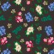 Fabric 36161 | BLUE, WHITE AND PINK FLOWERS ON dark background