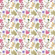 Tkanina 36164 | Pink hearts and purple flowers