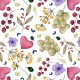 Fabric 36164 | Pink hearts and purple flowers