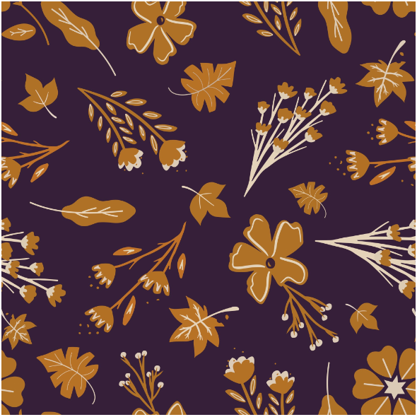 Tkanina 36252 | Mustard flowers on purple 