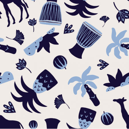 Fabric 36253 | Cute safari animals blue giraffe