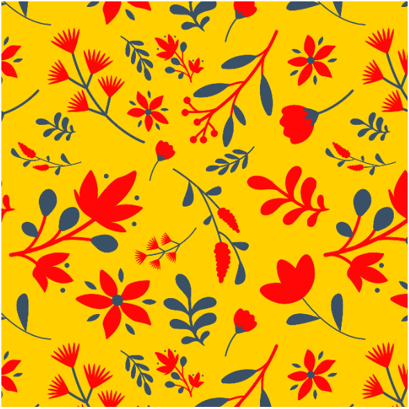 Tkanina 36512 | czerwone kwiaty w morzu żółci