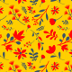 Tkanina 36512 | czerwone kwiaty w morzu żółci