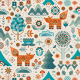 Tkanina 36616 | What does the fox say Happy camper woodland creatures blue flower cute summertime