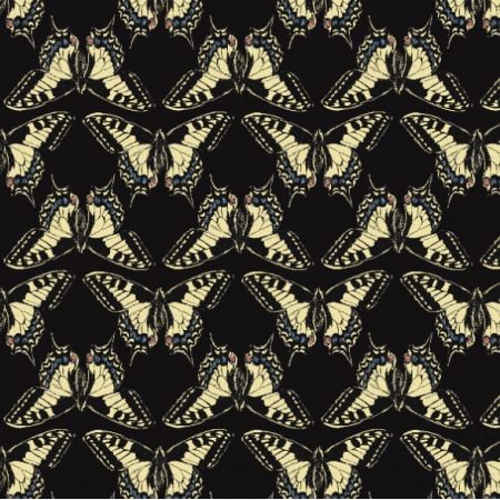 Tkanina 37053 | motyle czerń