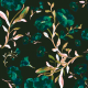 Fabric 37550 | Zielone kwiaty i szmaragd