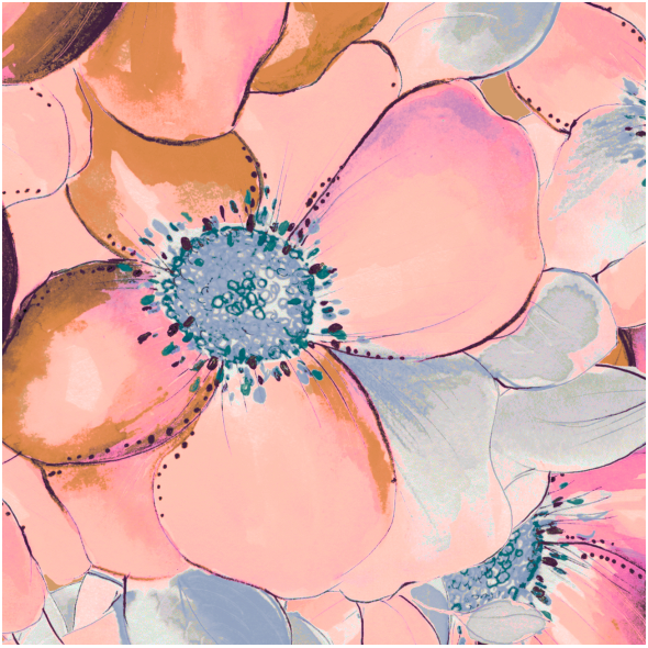 Tkanina 37573 | Mnóstwo kwiatów i pudrowy róż