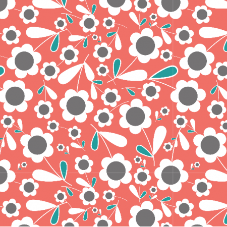 Fabric 3879 | forest flowers, red