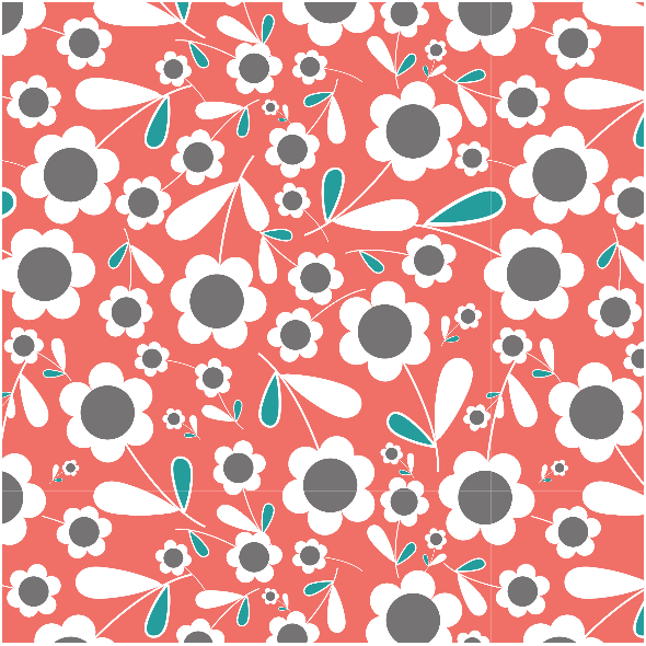 Tkanina 3879 | forest flowers, red
