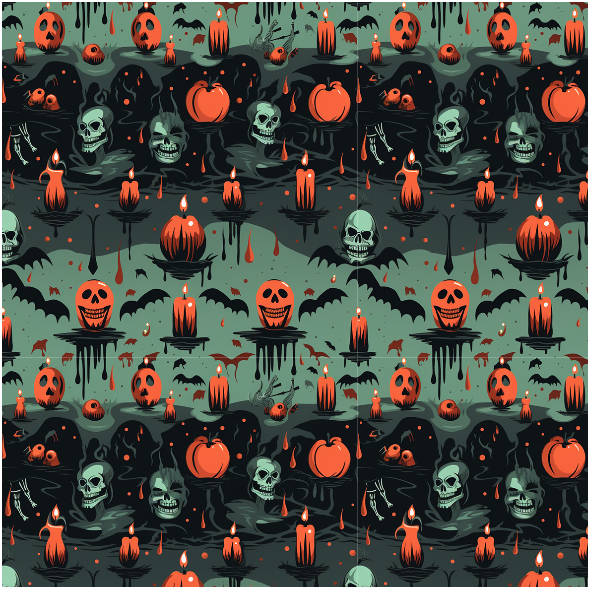 Fabric 38123 | Halloween pumpkin and skuuls