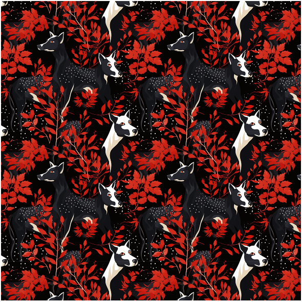 Tkanina 38133 | Psy w lisciach