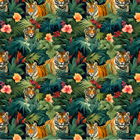 Tkanina 38136 | Tygrysy w dzungli