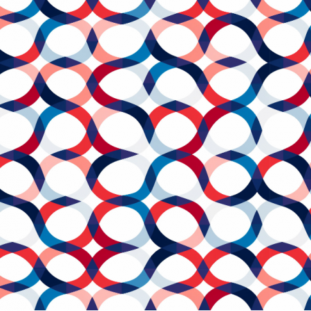 Fabric 38369 | Geometryczne niebiesko czerwone