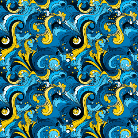 Tkanina 38393 | Blue and yellow wave male