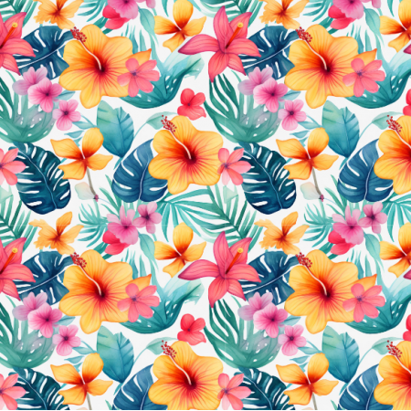 38576 | tropical flowers - pink and yellow