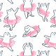 Fabric 38636 | White cats ballet dancers