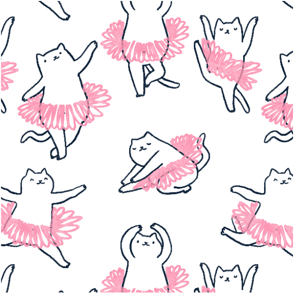 Fabric 38636 | White cats ballet dancers