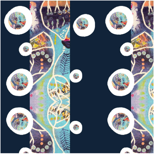 Tkanina 38671 | granatowy liść2