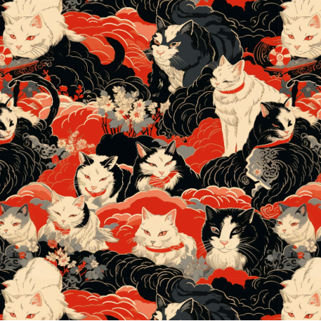 Fabric 38693 | Koty japońskie