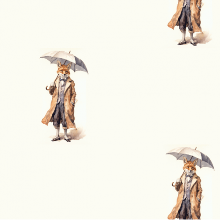 Tkanina 38700 | lis z parasolem na żółtym