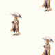 Fabric 38700 | lis z parasolem na żółtym