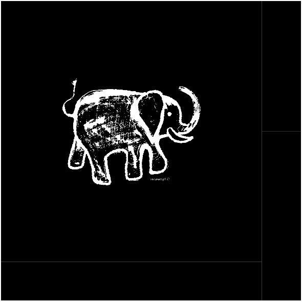 Fabric 38714 | Elephant white-black pattern